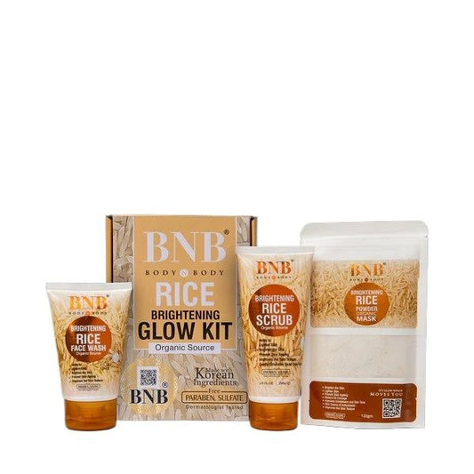 BNB Bright Rice Facial Kit -Whitening And Exfoliating  Set (Brightening Rice Face Wash +Rice  Scrub +Rice Powder Mask )