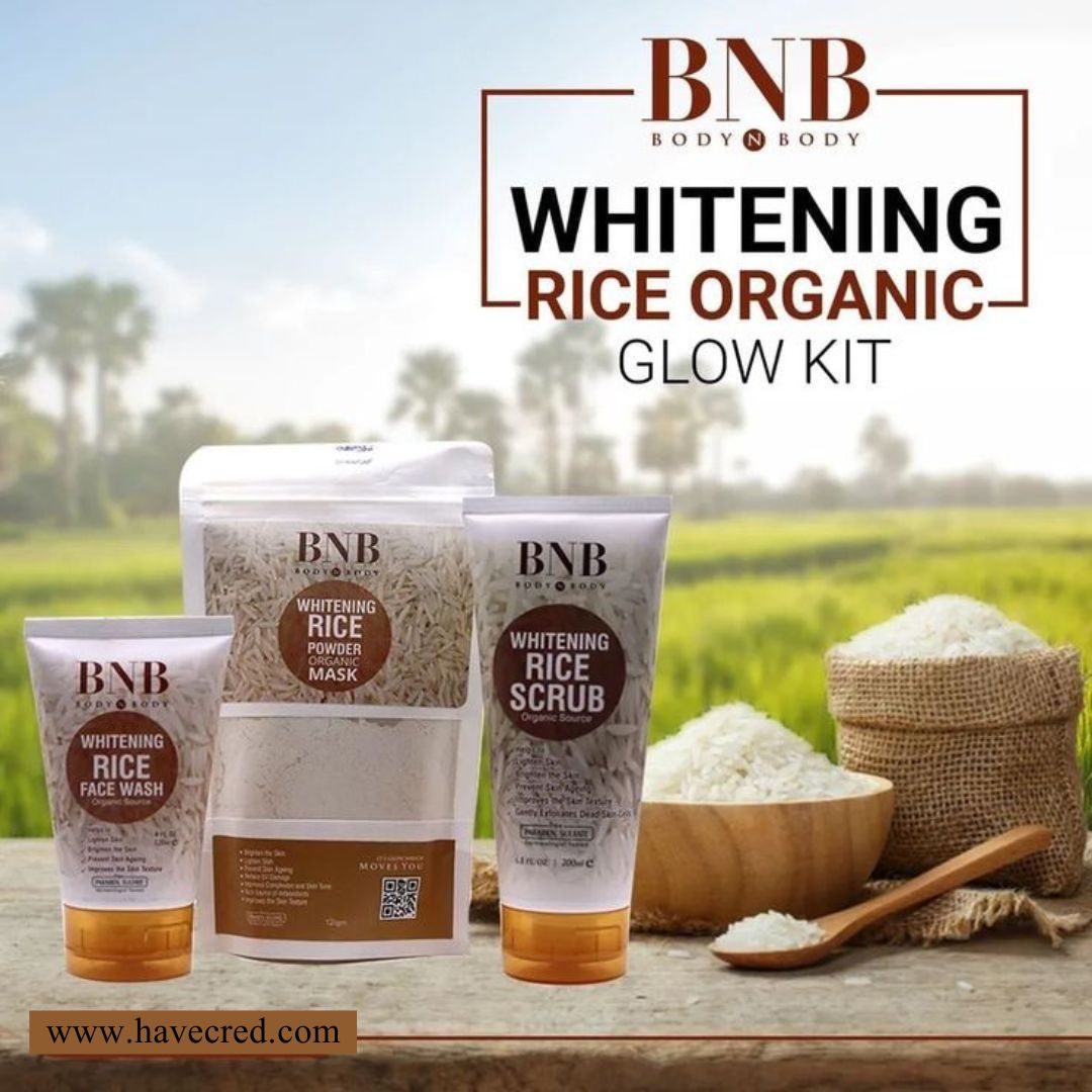 BNB Rice Extract Whitening Kit – Brighten & Glow Naturally (Rice Fash Wash + Rice Scrub + Mask Scrub )